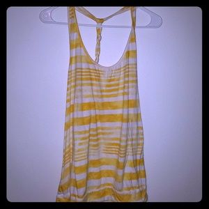 Yellow & White Tank Top with Twisted Back